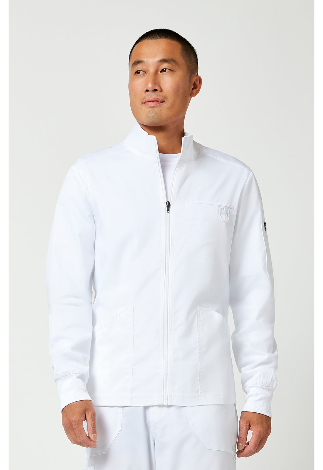 Unisex 5-Pocket Front Zip Jacket | White